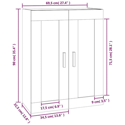 Wandschrank Weiß 69,5x32,5x90 cm Holzwerkstoff
