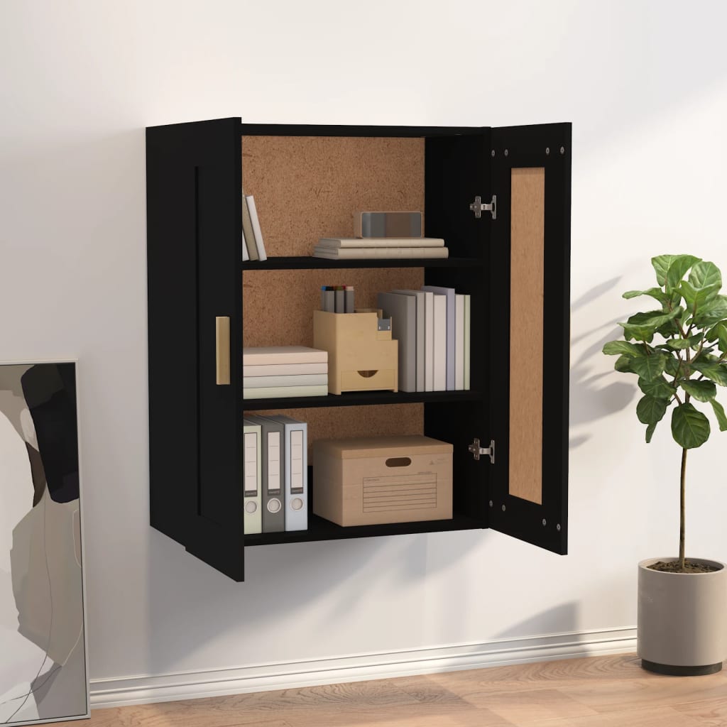 Armoire murale noire 69,5x32,5x90 cm en bois