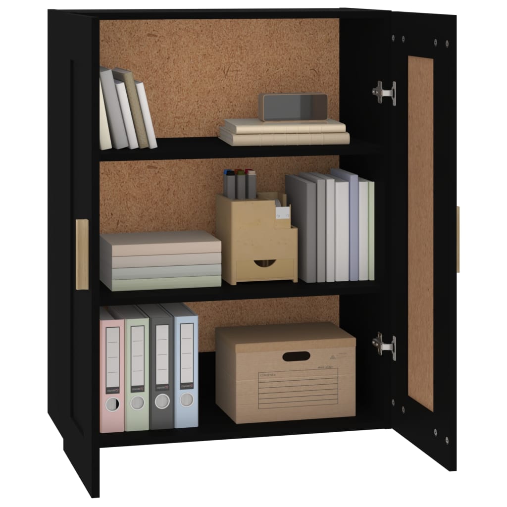 Wandschrank Schwarz 69,5x32,5x90 cm Holzwerkstoff