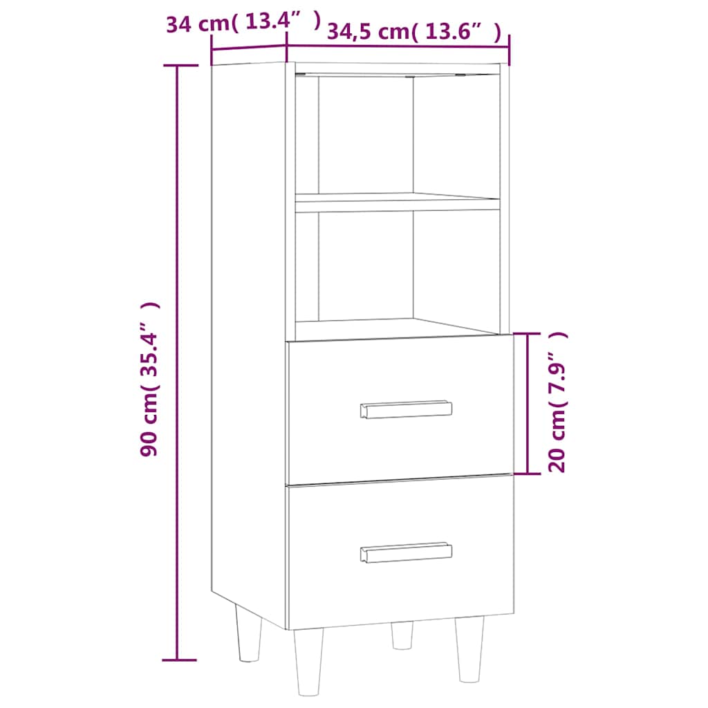 Sideboard Weiß 34,5x34x90 cm Holzwerkstoff