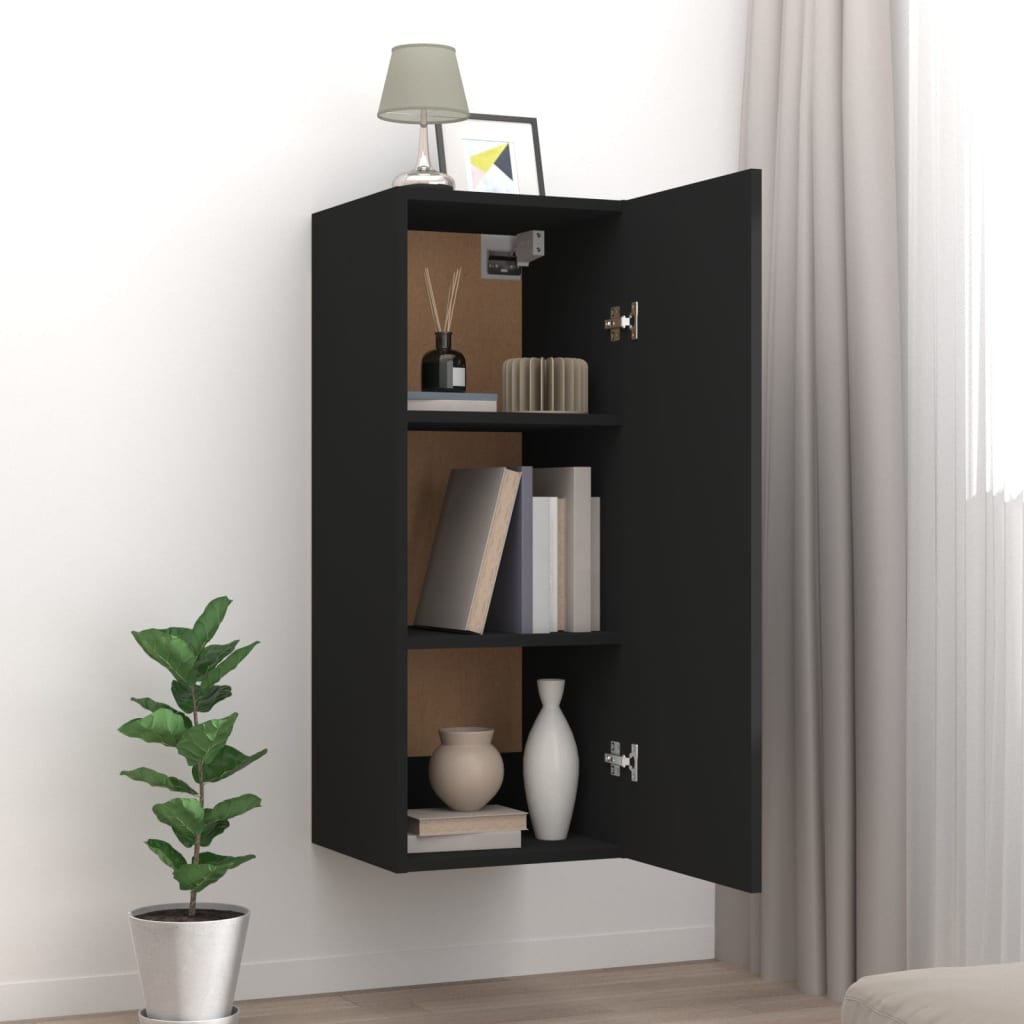 Armoire murale noire 34,5x34x90 cm en bois