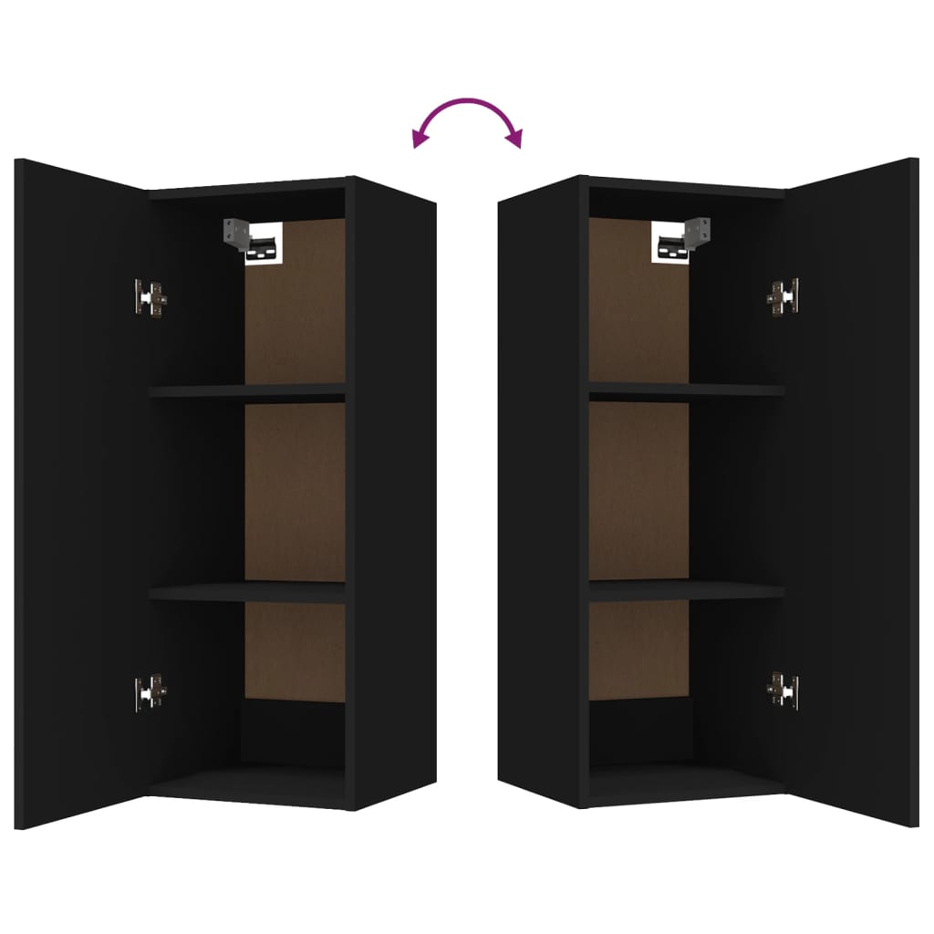 Wandschrank Schwarz 34,5x34x90 cm Holzwerkstoff