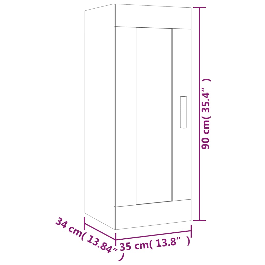 Armoire murale noire 35x34x90 cm en bois