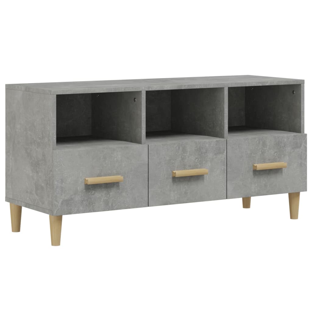 Meuble TV gris béton 102x36x50 cm en bois