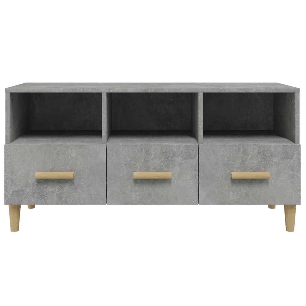 Meuble TV gris béton 102x36x50 cm en bois