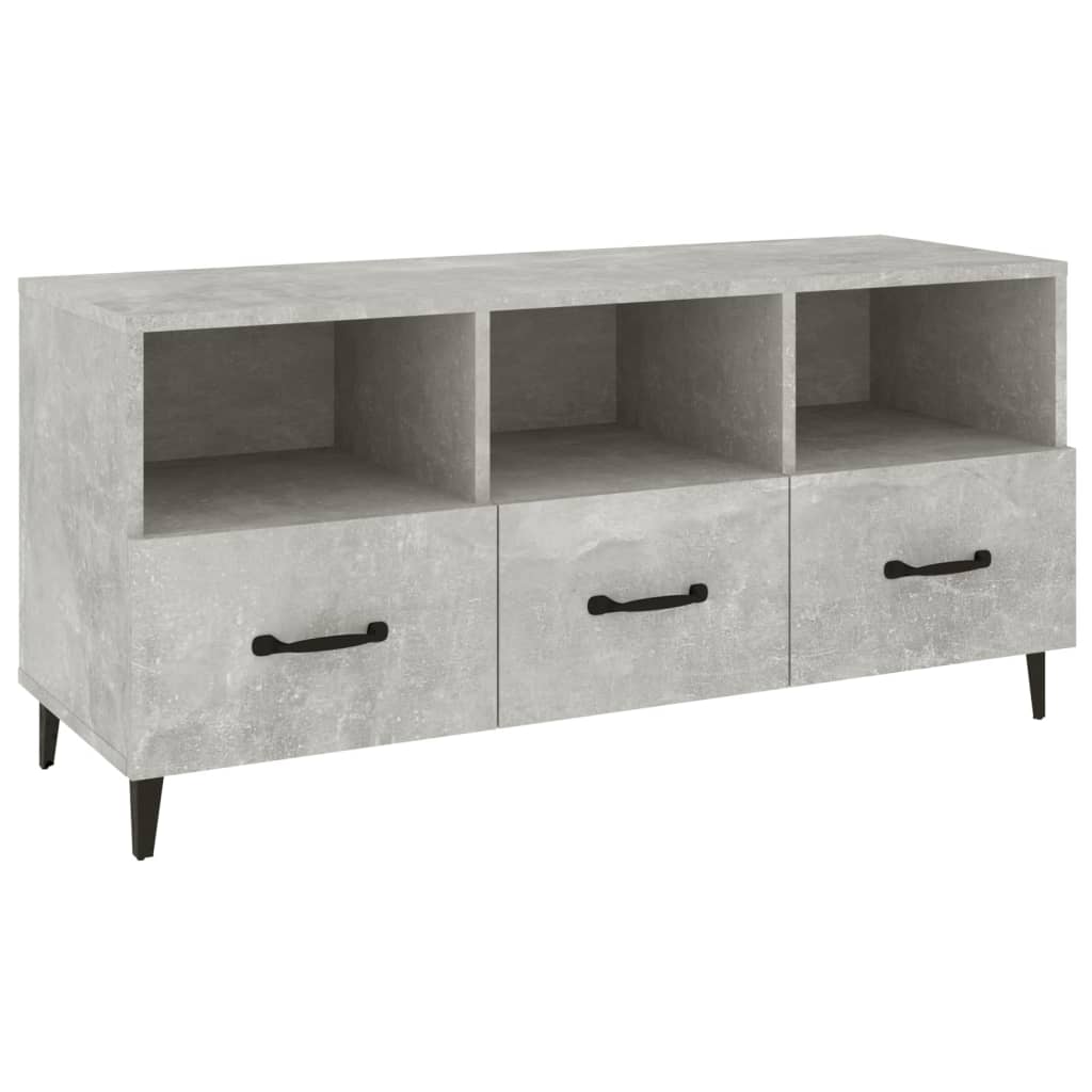 Meuble TV gris béton 102x35x50 cm en bois