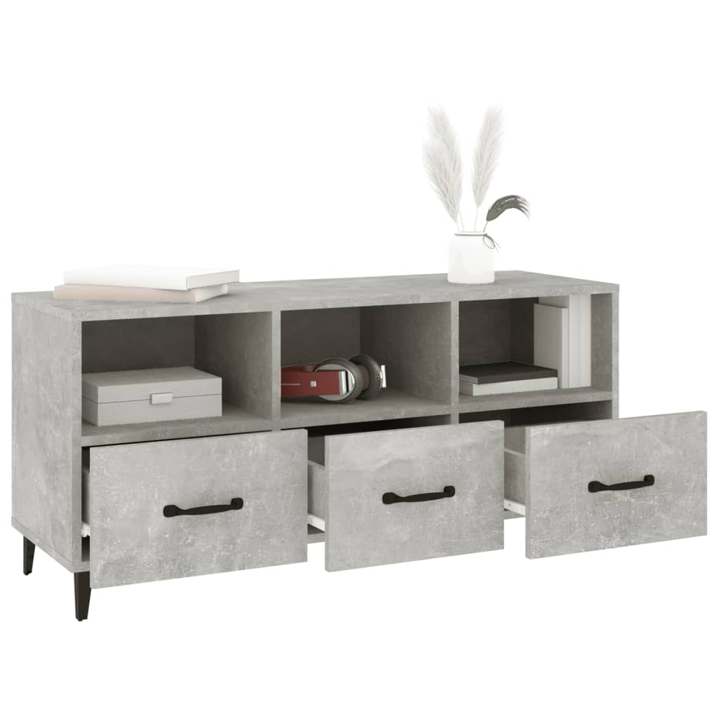 Meuble TV gris béton 102x35x50 cm en bois