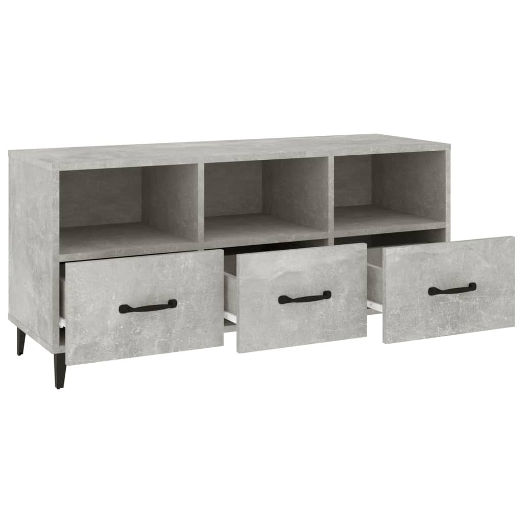 Meuble TV gris béton 102x35x50 cm en bois