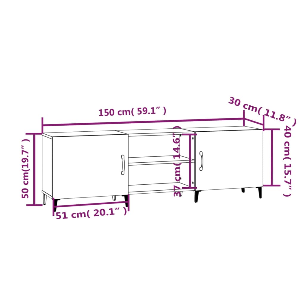 TV-Schrank Weiß 150x30x50 cm Holzwerkstoff