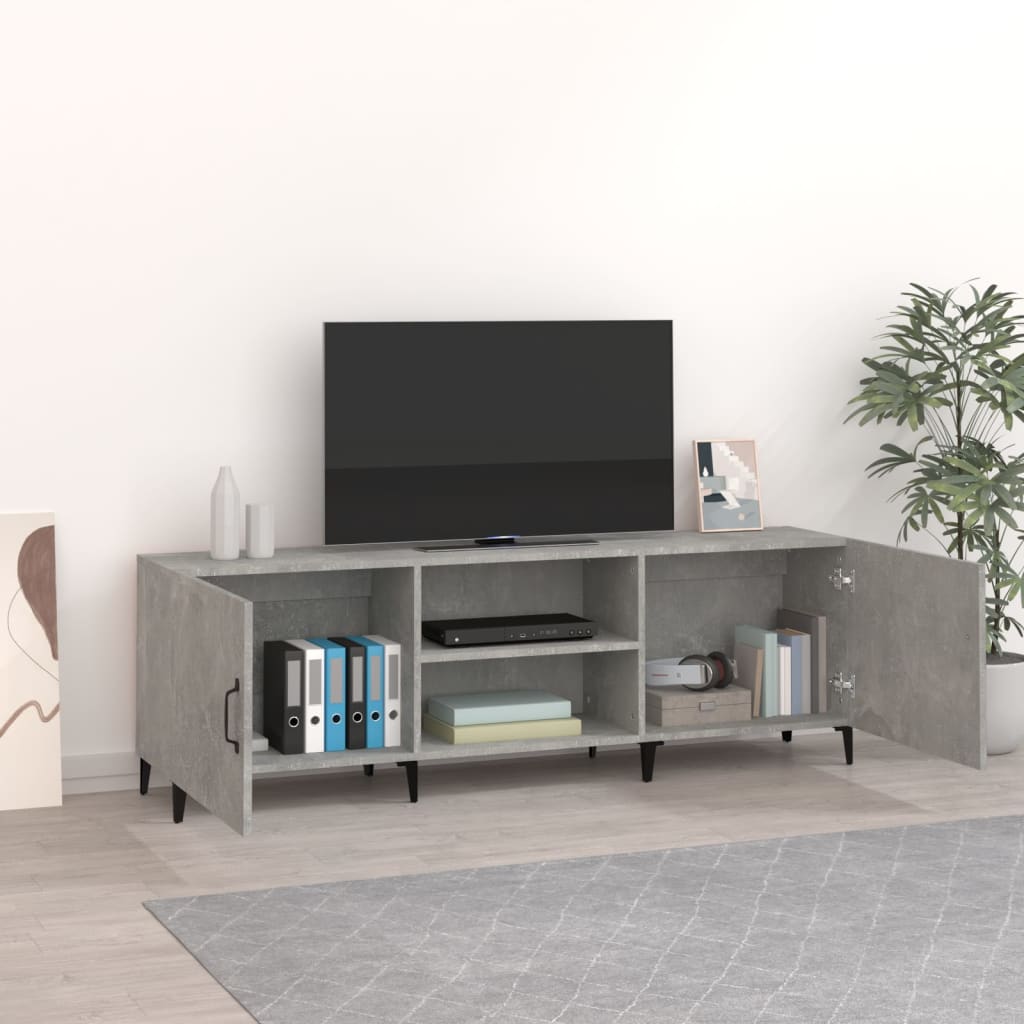 Meuble TV gris béton 150x30x50 cm en bois