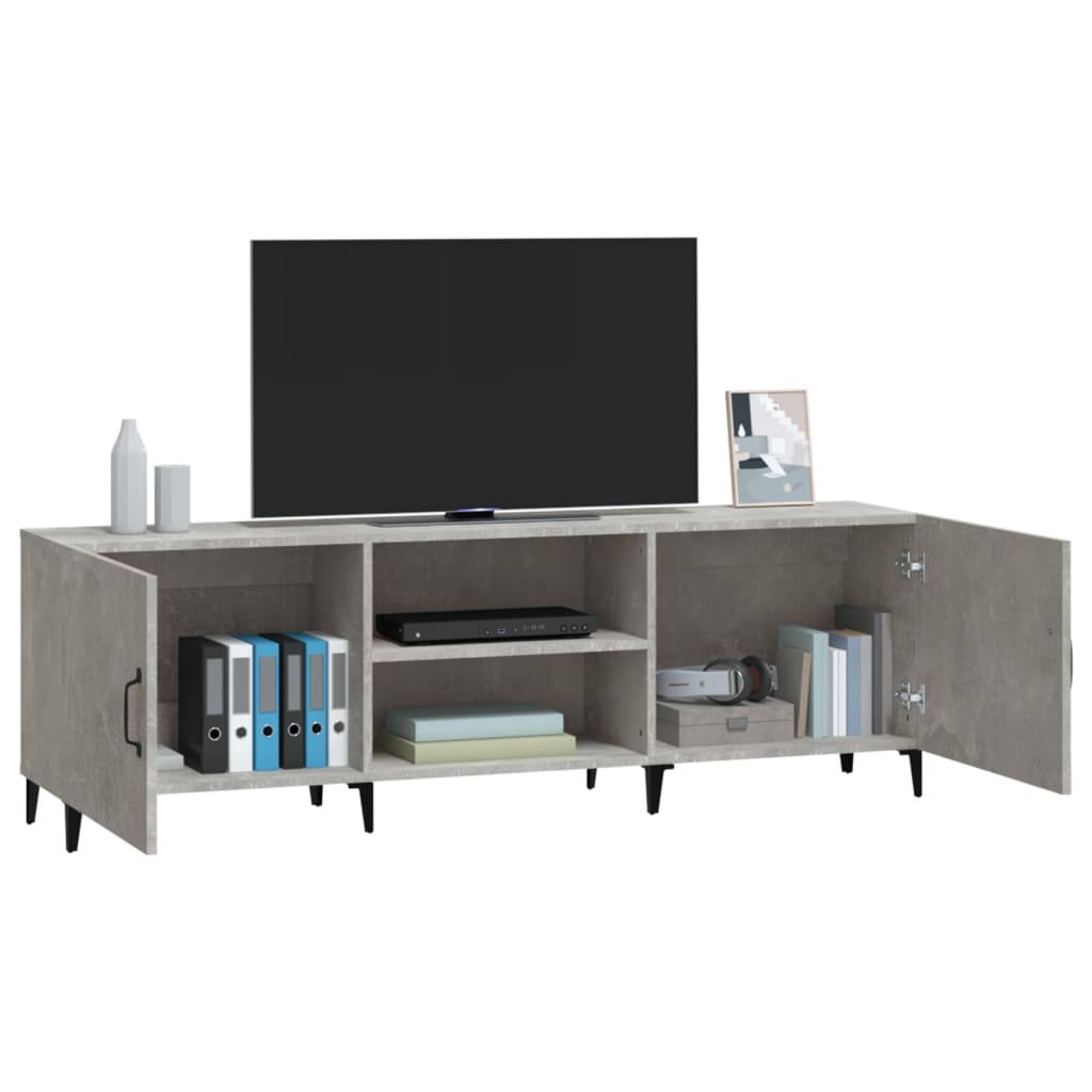 Meuble TV gris béton 150x30x50 cm en bois