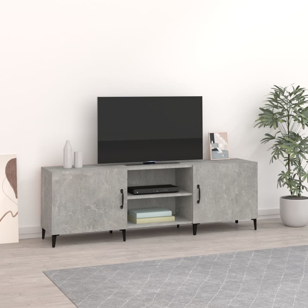 Meuble TV gris béton 150x30x50 cm en bois