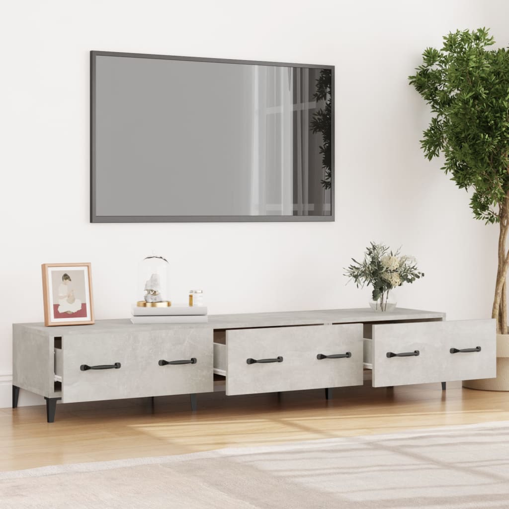 Meuble TV gris béton 150x34,5x30 cm en bois