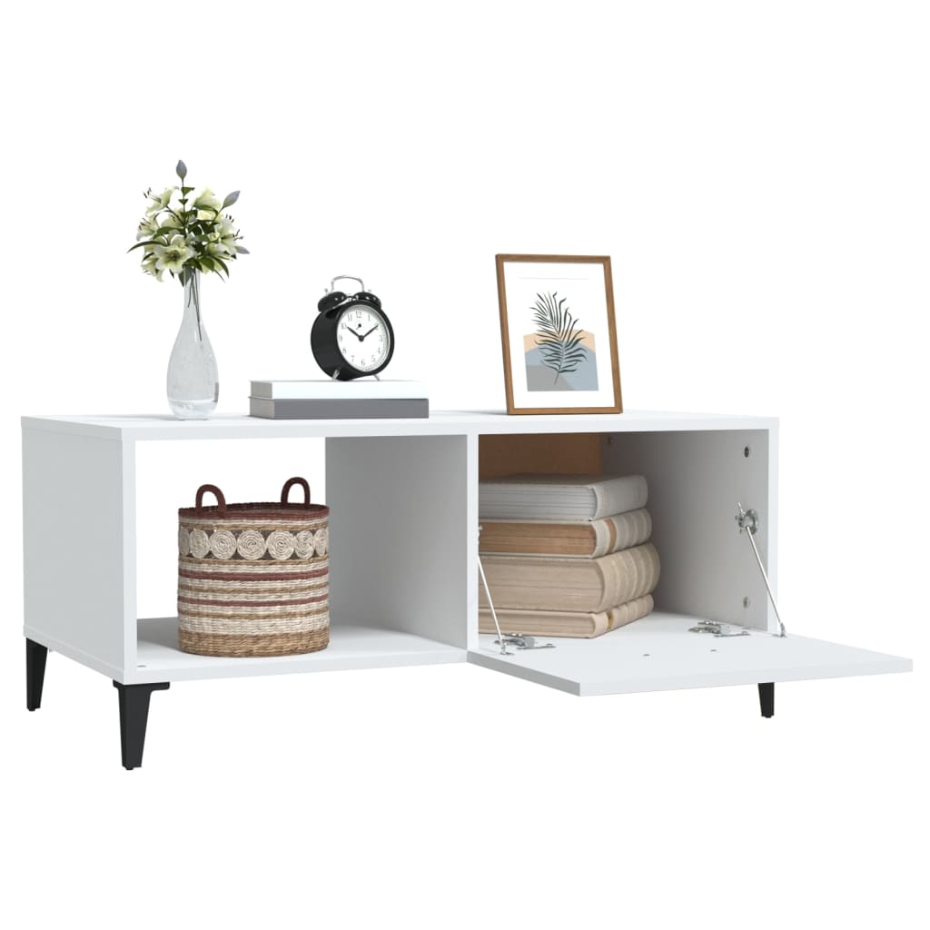 Table basse blanche 90x50x40 cm en bois