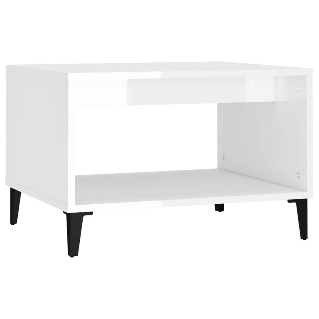 Coffee table high gloss white 60x50x40 cm wood material