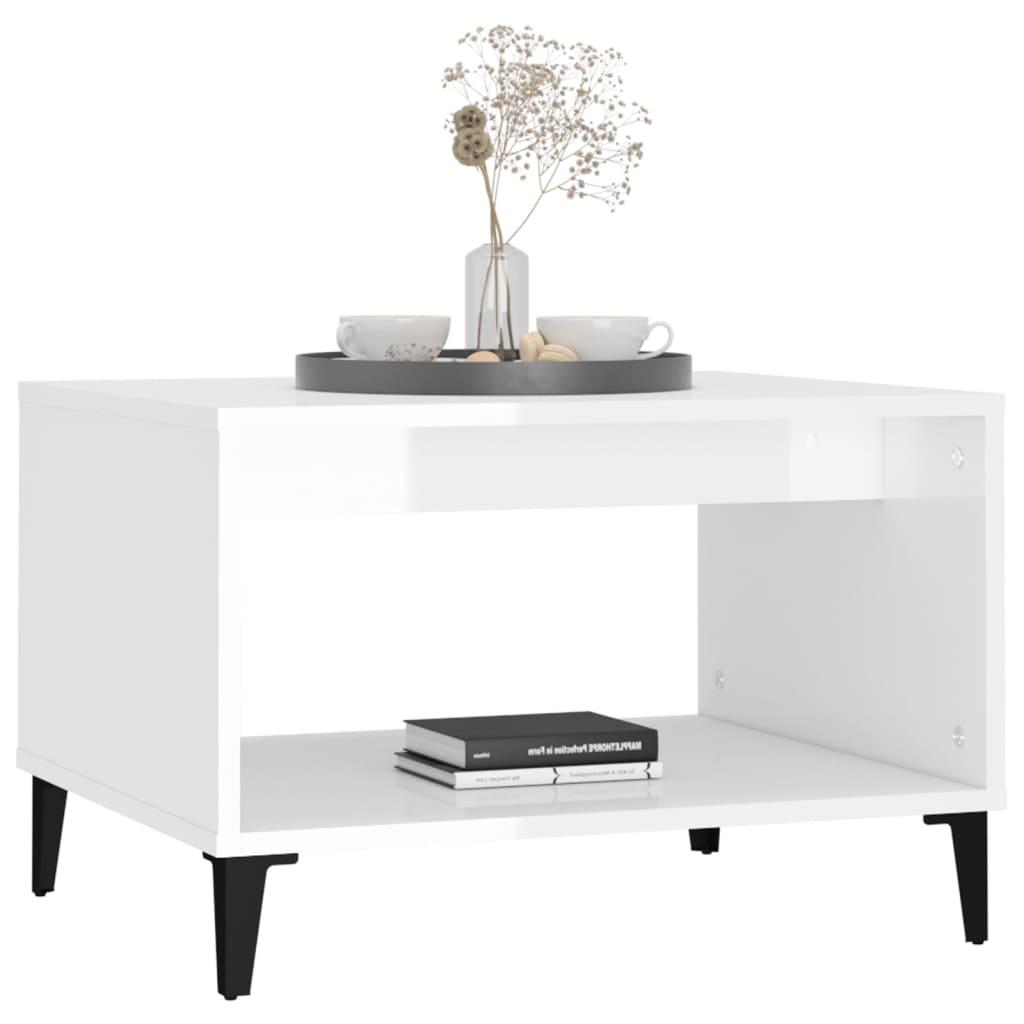 Coffee table high gloss white 60x50x40 cm wood material