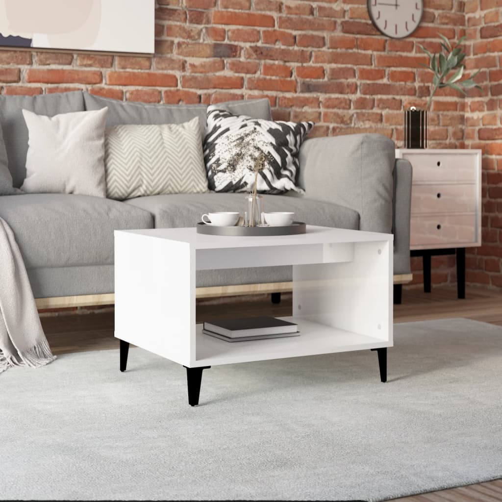 Coffee table high gloss white 60x50x40 cm wood material