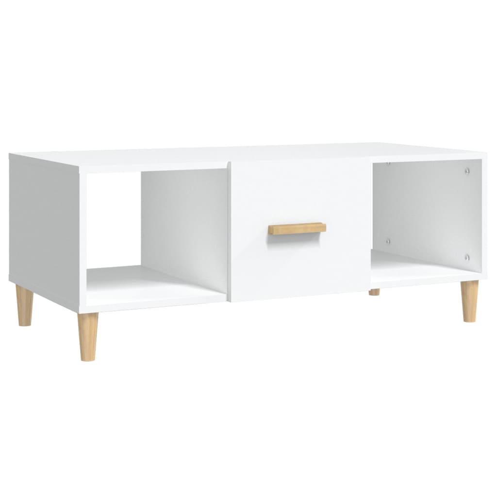 Table basse blanche 102x50x40 cm en bois