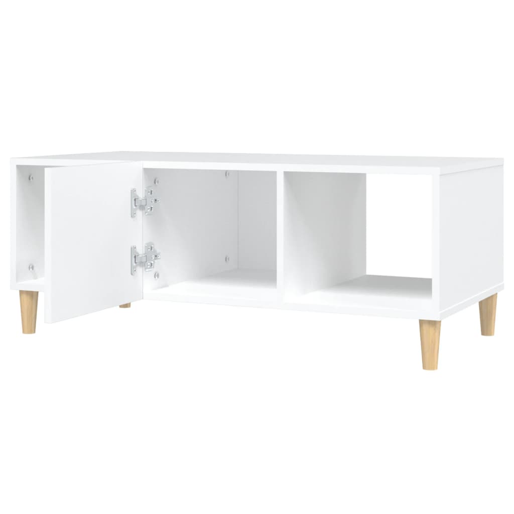 Table basse blanche 102x50x40 cm en bois