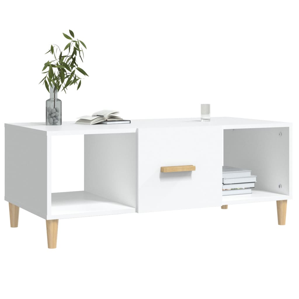 Table basse blanche 102x50x40 cm en bois