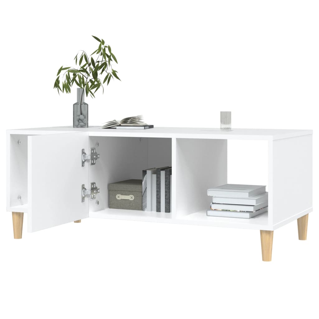 Table basse blanche 102x50x40 cm en bois