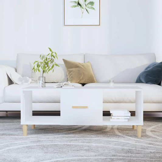 Table basse blanche 102x50x40 cm en bois