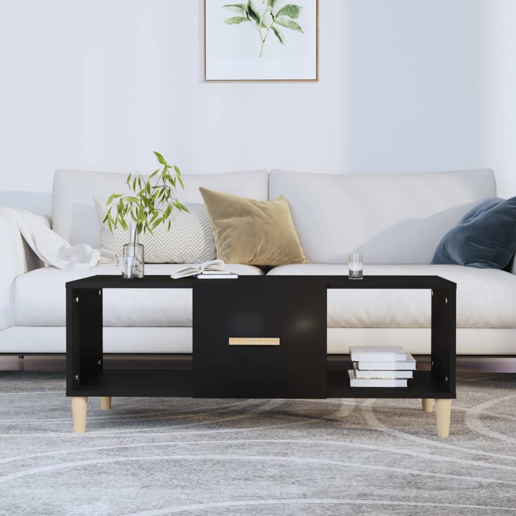 Coffee Table Black 102x50x40 cm Wood Material