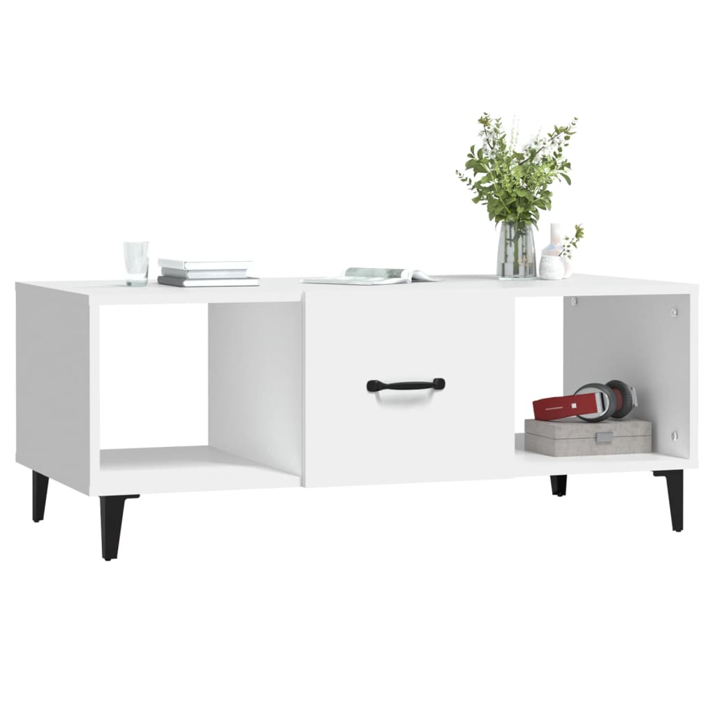 Table basse blanche 102x50x40 cm en bois