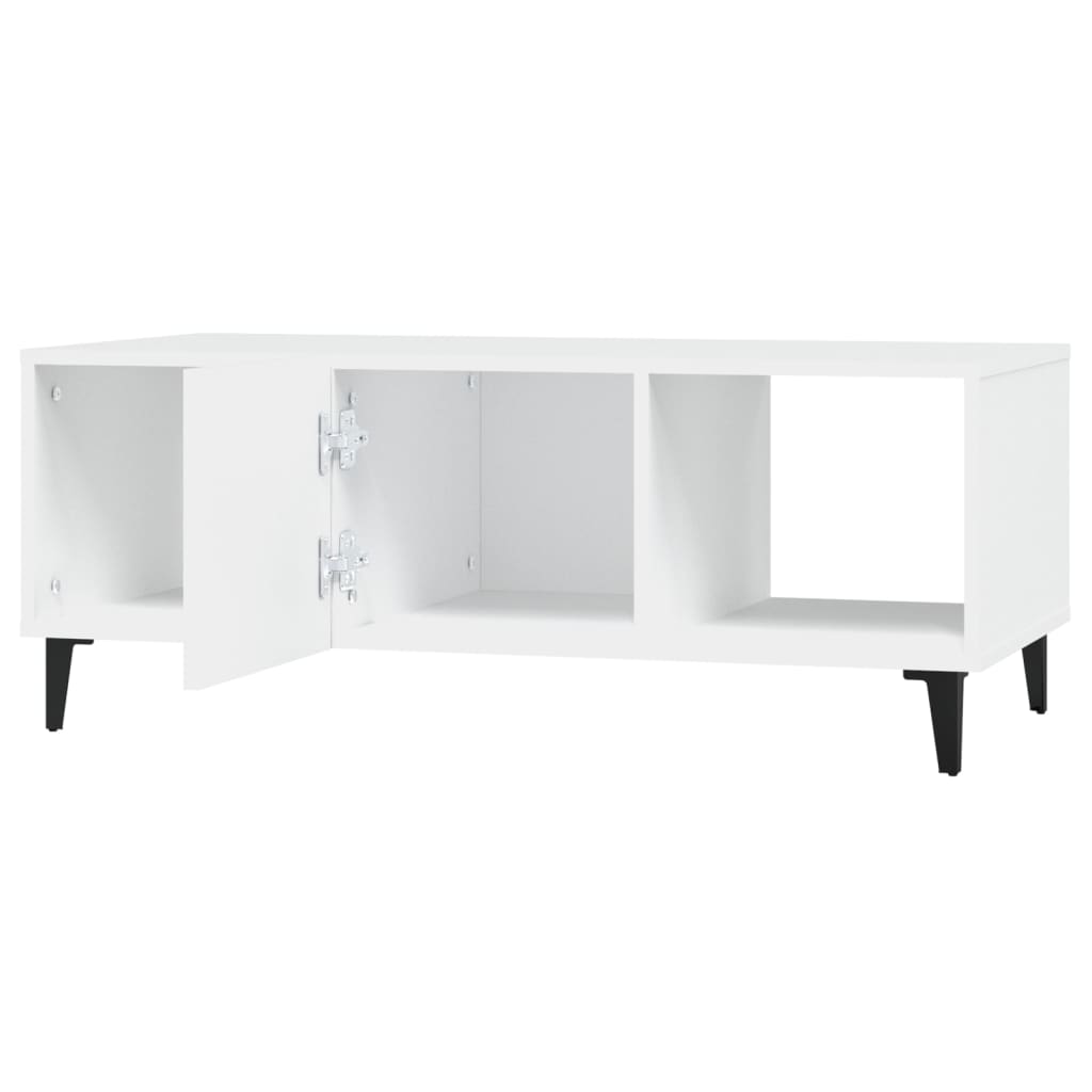 Table basse blanche 102x50x40 cm en bois