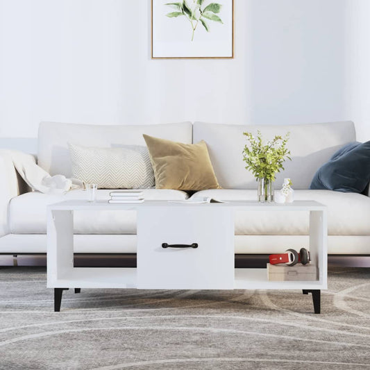 Table basse blanche 102x50x40 cm en bois