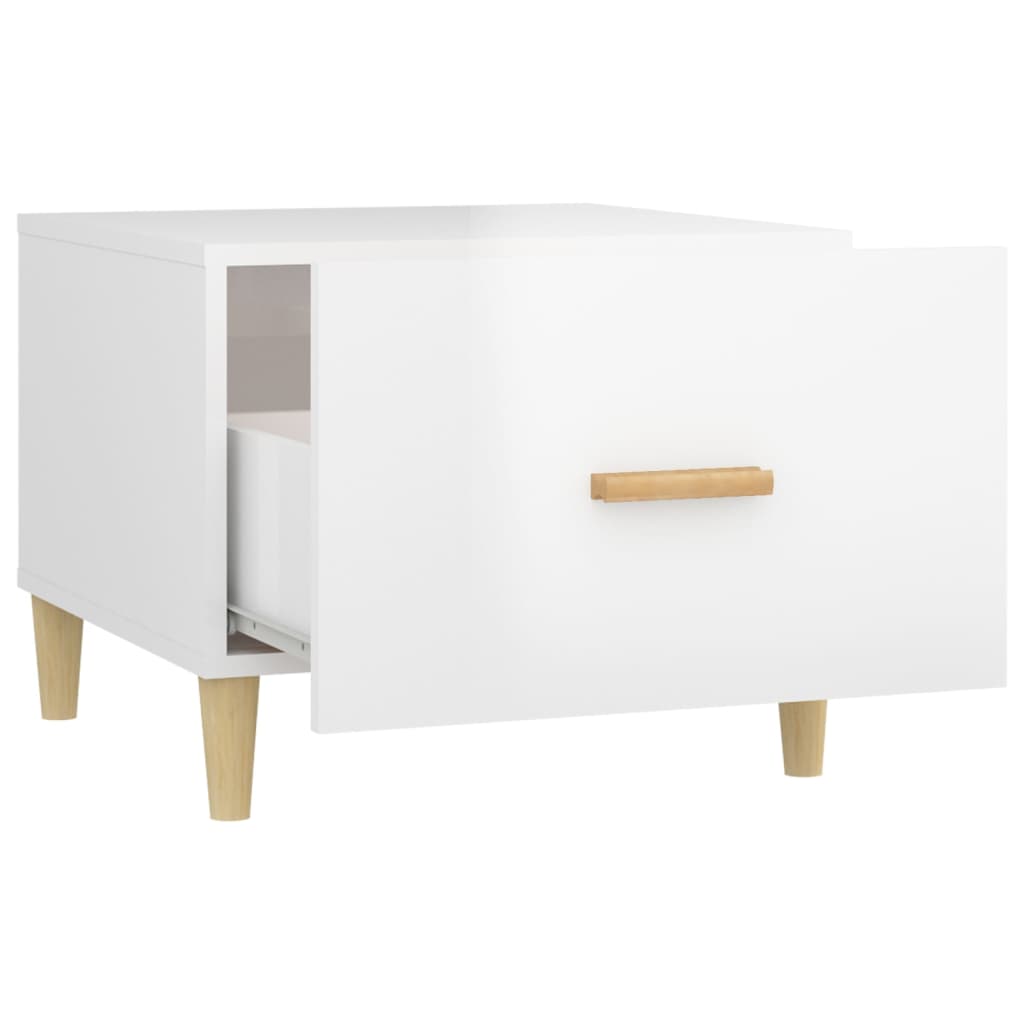 Tables basses 2 pcs. blanc brillant 50x50x40 cm en bois