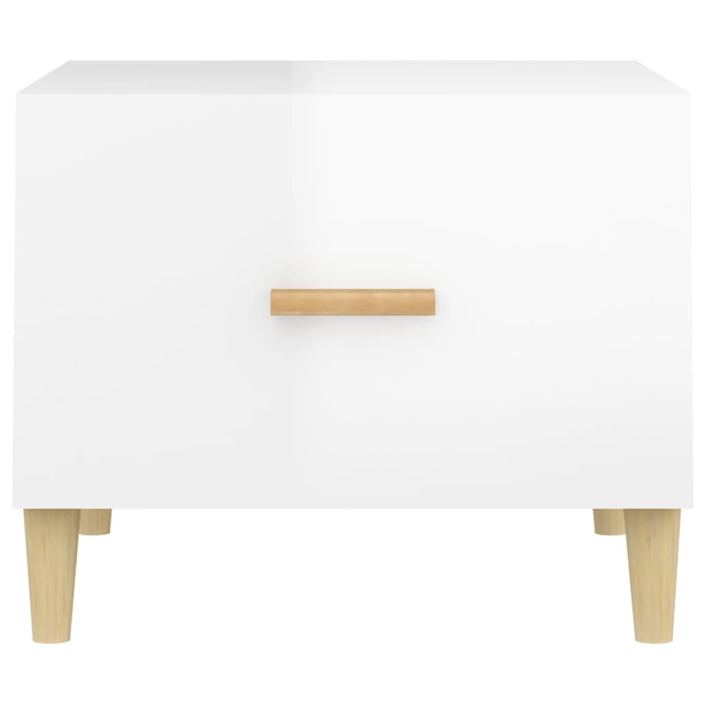 Tables basses 2 pcs. blanc brillant 50x50x40 cm en bois