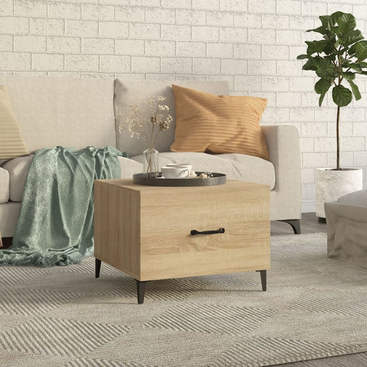 Coffee table with metal legs Sonoma oak 50x50x40 cm