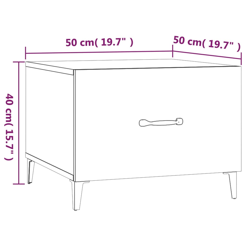 Tables basses avec pieds en métal 2 pcs. Chêne Sonoma 50x50x40 cm