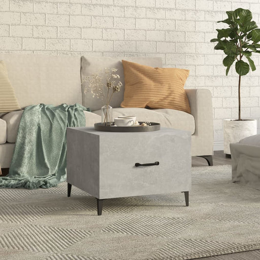 Coffee table with metal legs concrete grey 50x50x40 cm