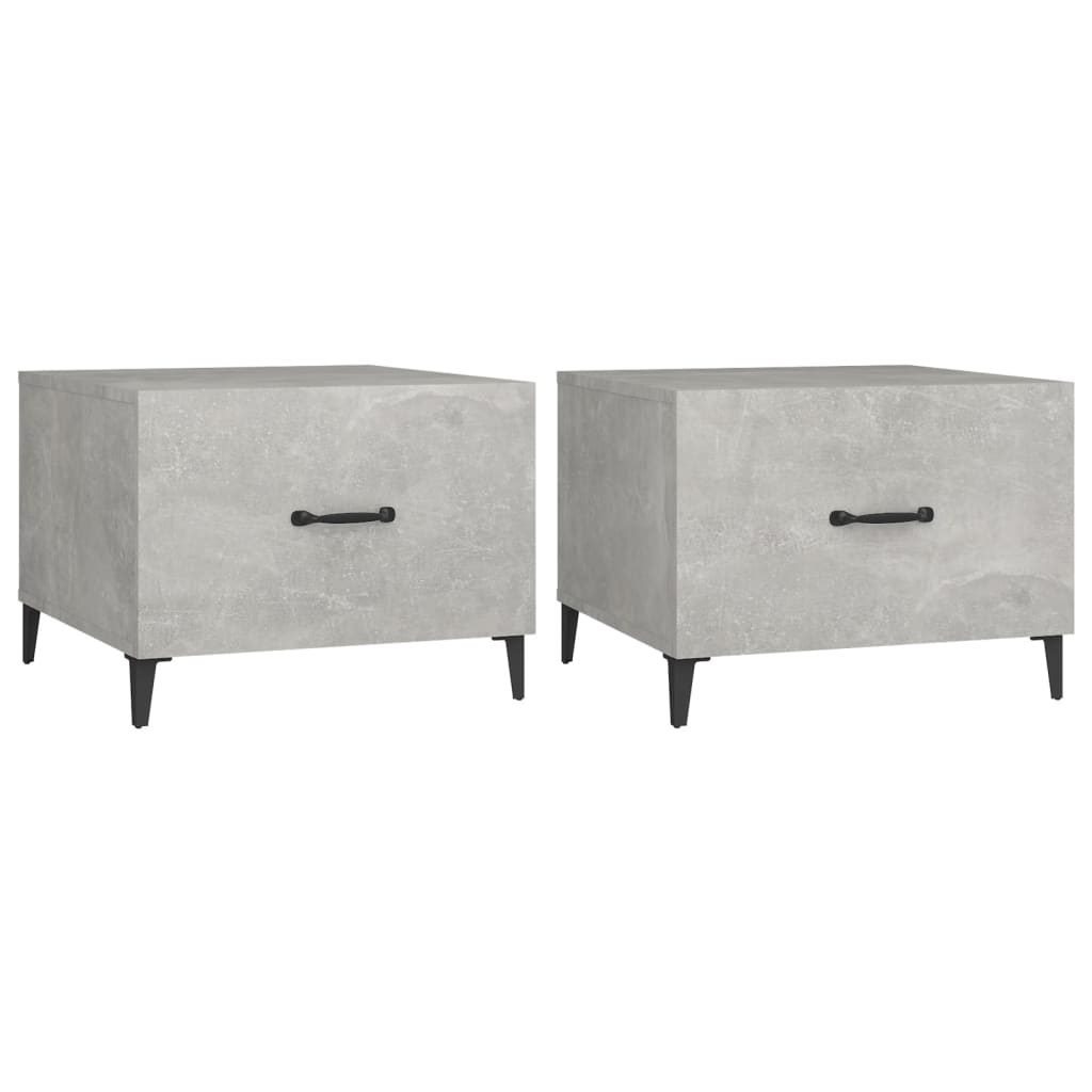 Tables basses avec pieds en métal 2 pcs. Gris béton 50x50x40 cm