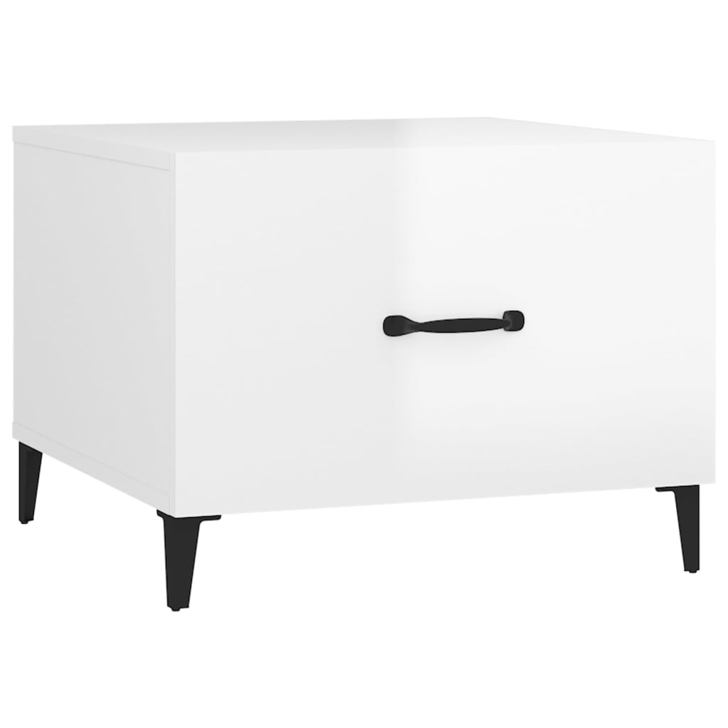 Tables basses avec pieds en métal 2 pcs. Blanc brillant 50x50x40 cm