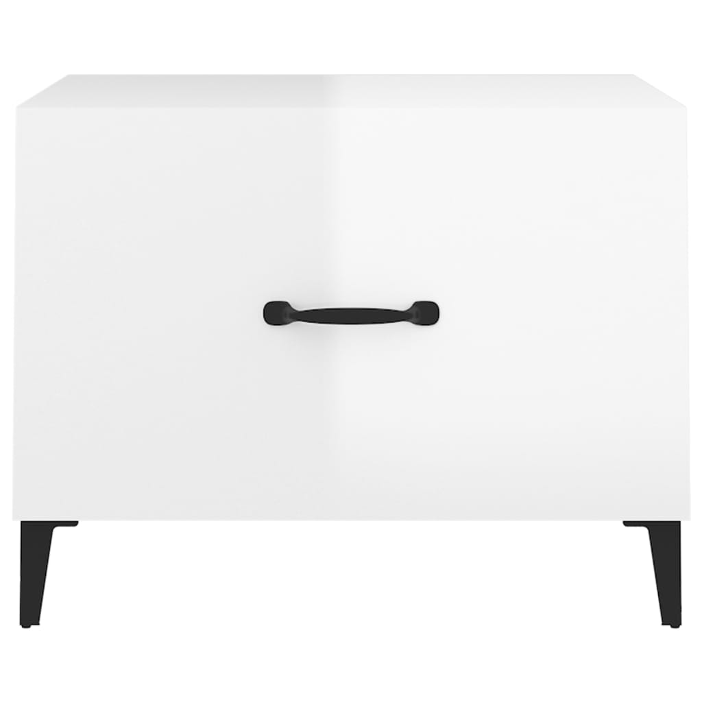 Tables basses avec pieds en métal 2 pcs. Blanc brillant 50x50x40 cm