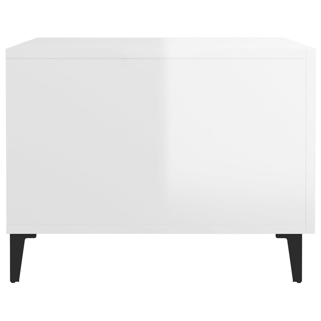 Tables basses avec pieds en métal 2 pcs. Blanc brillant 50x50x40 cm