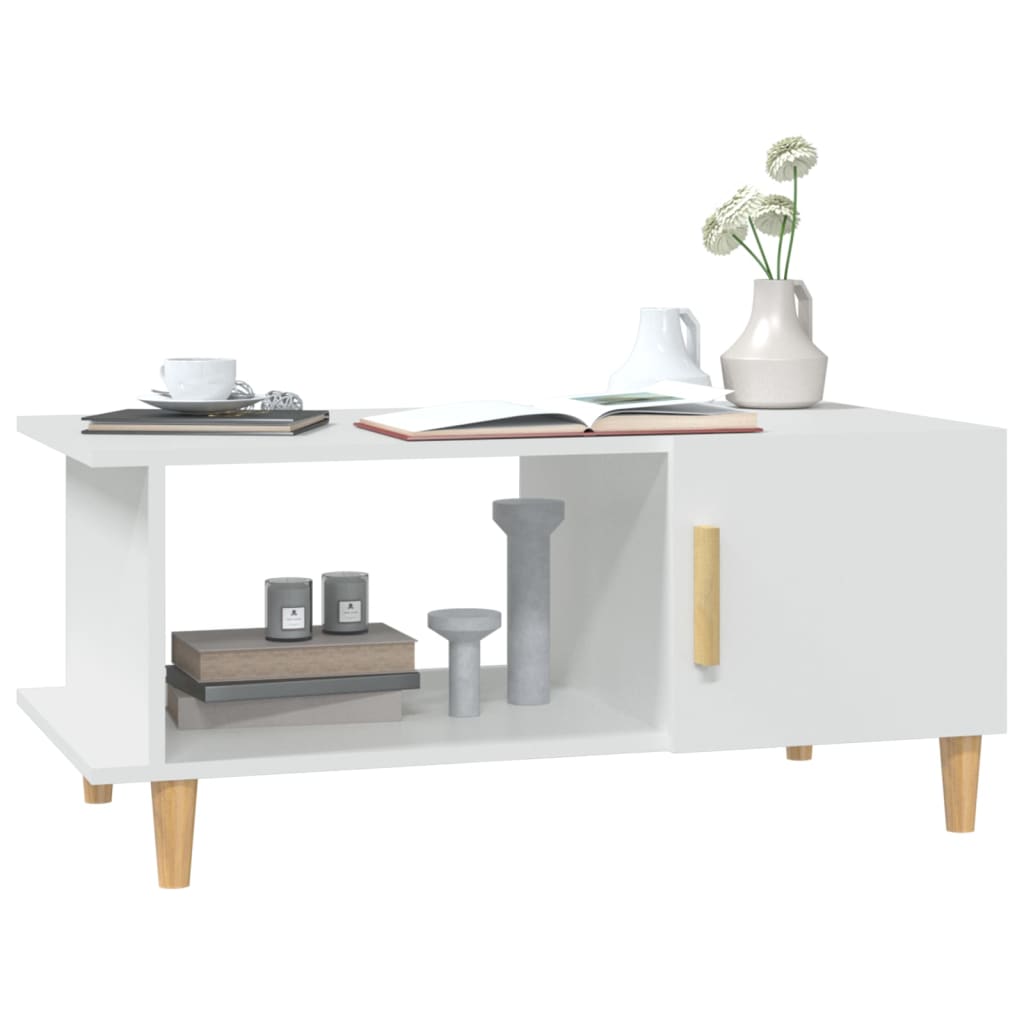 Table basse blanche 90x50x40 cm en bois