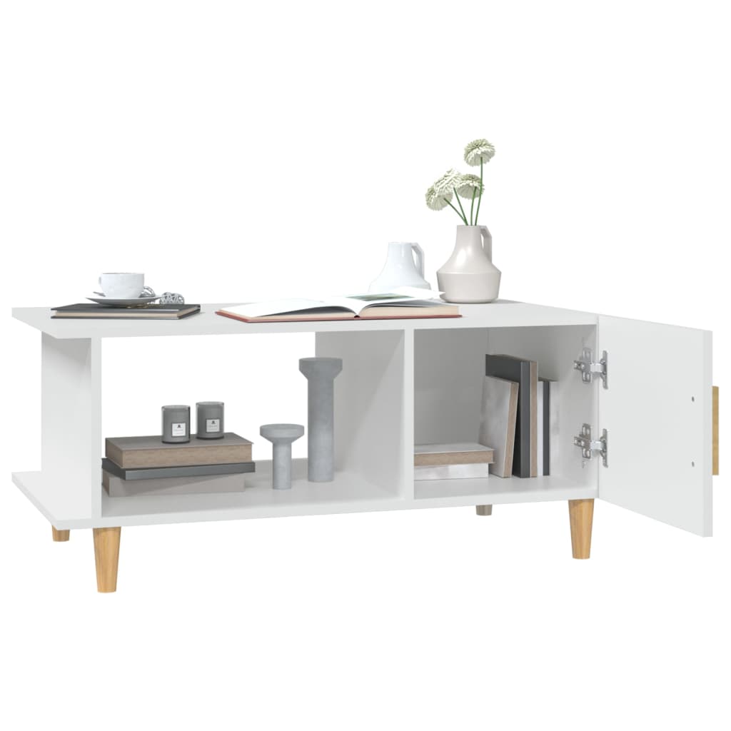 Table basse blanche 90x50x40 cm en bois