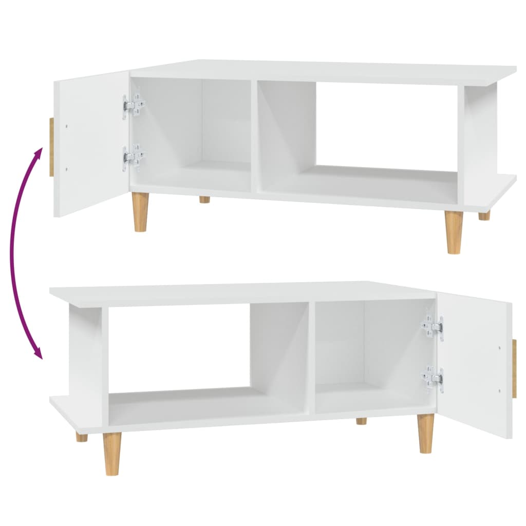 Table basse blanche 90x50x40 cm en bois