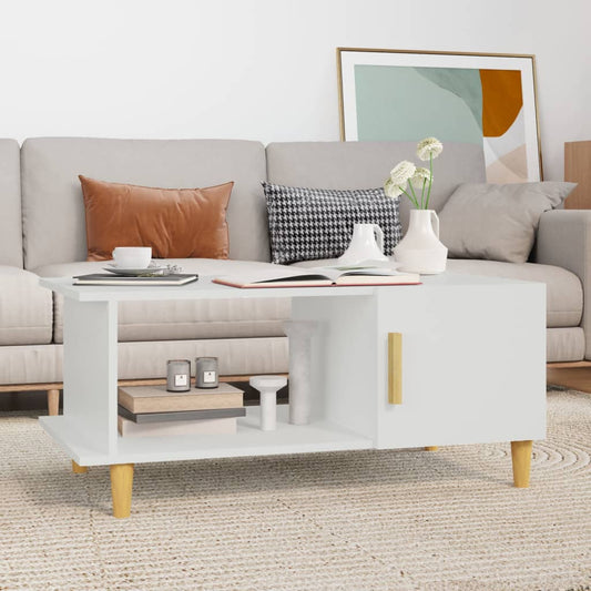 Table basse blanche 90x50x40 cm en bois