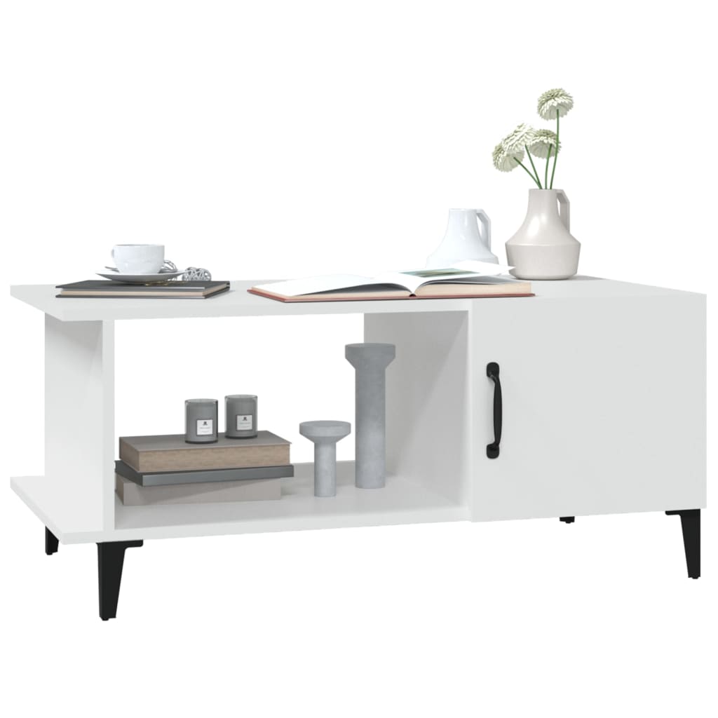 Table basse blanche 90x50x40 cm en bois