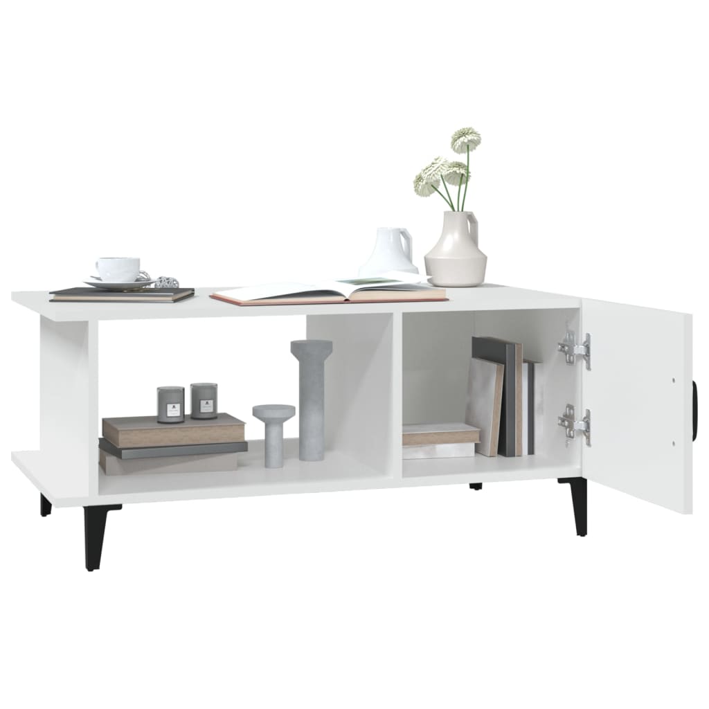Table basse blanche 90x50x40 cm en bois