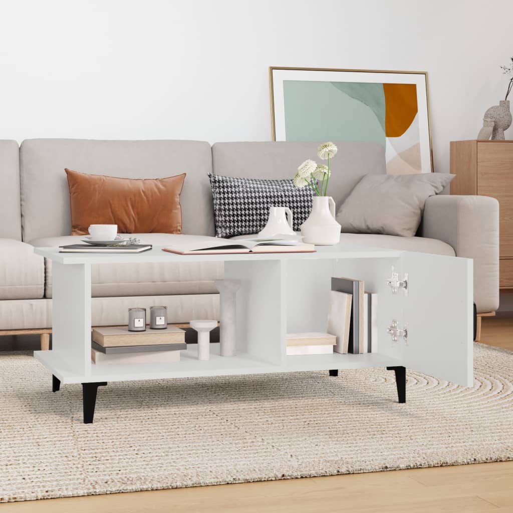 Table basse blanche 90x50x40 cm en bois