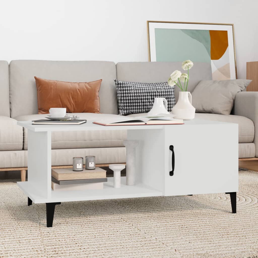 Table basse blanche 90x50x40 cm en bois