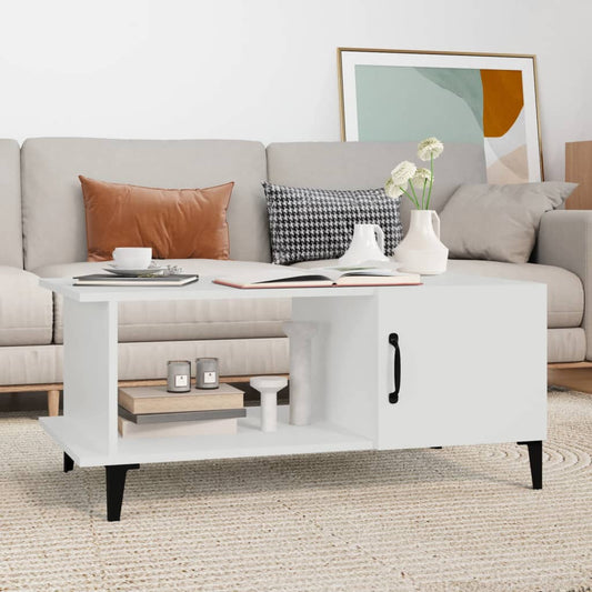 Table basse blanche 90x50x40 cm en bois