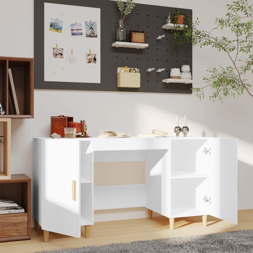 Bureau blanc 140x50x75 cm en bois