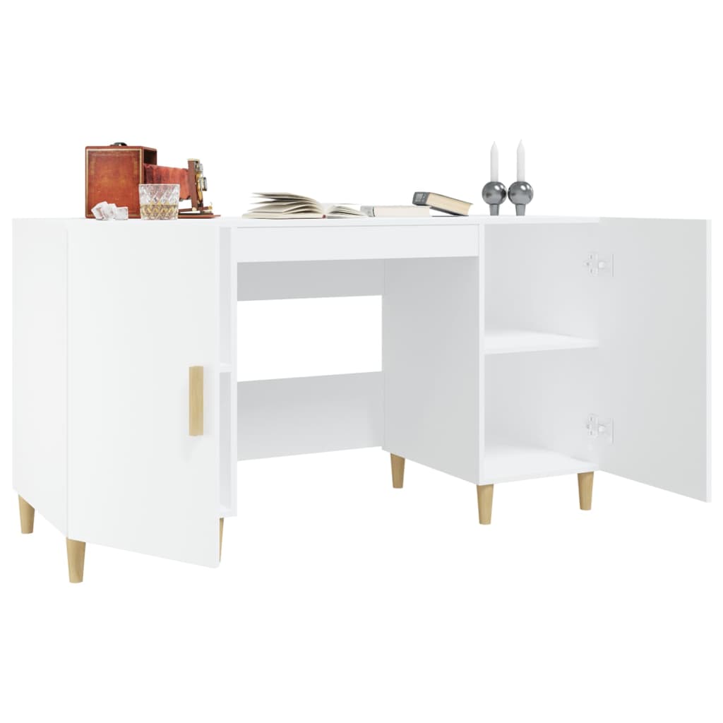 Bureau blanc 140x50x75 cm en bois